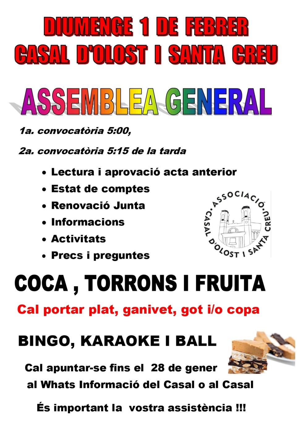 Assemblea General del Casal d'Olost i Santa Creu